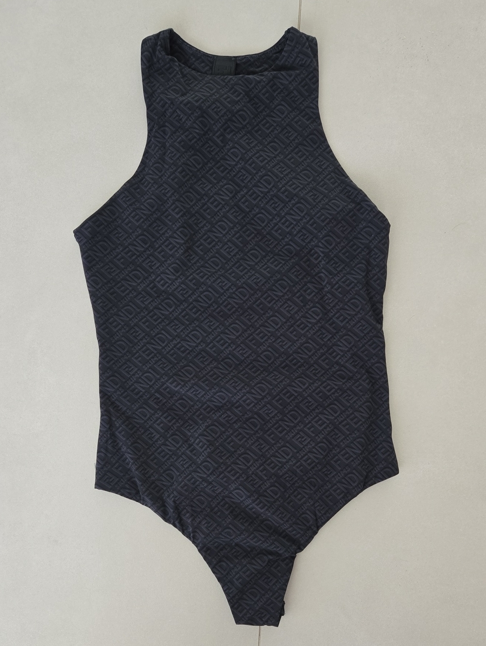 Fendi X Skims Black High Neck One-Piece Bodysuit Size S